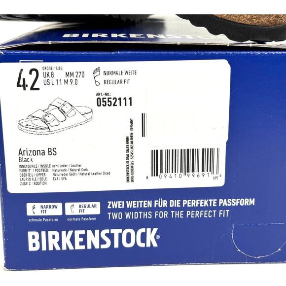 NIB Black Birkenstock Arizona BS Unisex Sandals Size 42 - Picture 3 of 14
